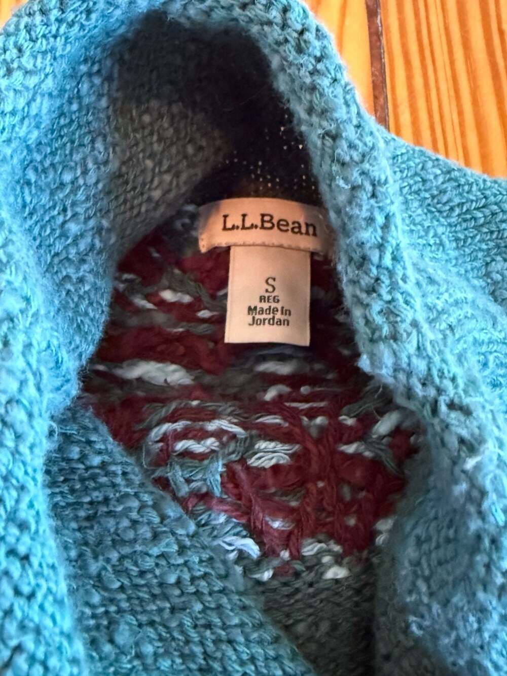 L.L. Bean Fair Isle Turtleneck Sweater Size S Blue Wool Blend - Picture 4 of 6